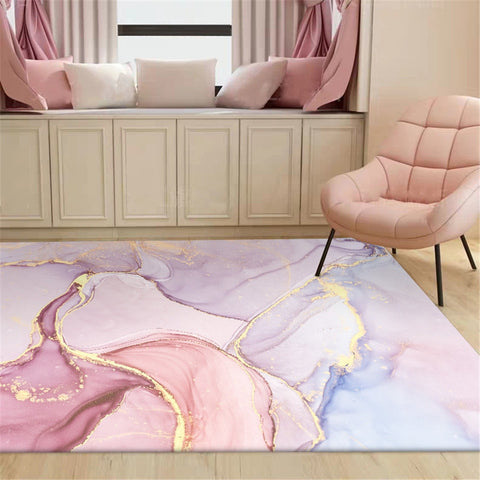 Wish star Pink Gold Oil Painting Abstract Carpet Girls Room Romantic Purple