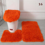 3PCS Flannel Anti Slip Shower Carpets Sets Bathroom Bathmat Set Toilet Rugs