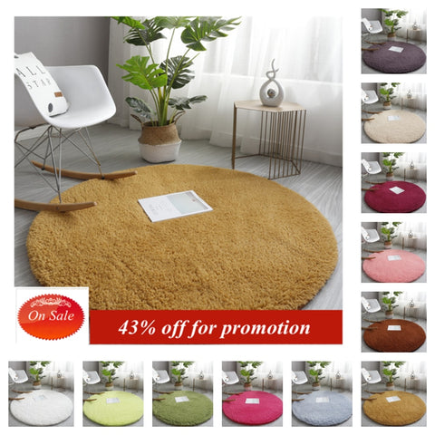 Nordic Fluffy Round Carpet Rugs for Bedroom Living Room Large Size Soft