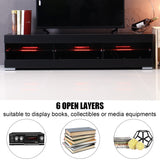 TV Cabinet Modern LED TV Stands Living Room Furniture with 6 Open Drawers