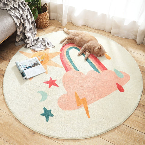 Cartoon Round Kids Bedroom Carpets Lamb Cashmere Home Living Room Non-Slip