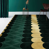 Luxury Deep Emerald Green Carpets Geometric Gold Lines White Marble Mosaic