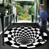 3D Vortex Illusion Back Carpet Nordic Modern Black Hole Round Area Rugs