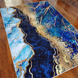 Blue Gilt Marble Rugs Living Room Luxury Room Decor Bedroom Carpet