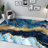 Blue Gilt Marble Rugs Living Room Luxury Room Decor Bedroom Carpet