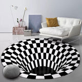 3D Vortex Illusion Back Carpet Nordic Modern Black Hole Round Area Rugs