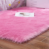 Luxury Rectangle Artificial Wool Sheepskin Soft Fluffy Area Rug White