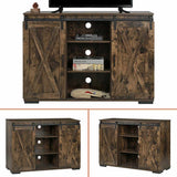 Modern Farmhouse TV Stands With 2 Side Cabinet Storage Organizer Home