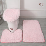 3PCS Flannel Anti Slip Shower Carpets Sets Bathroom Bathmat Set Toilet Rugs