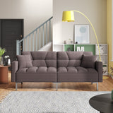 Modern Sofa Couch Linen Upholstered Convertible Folding Futon Sofa Bed Durable