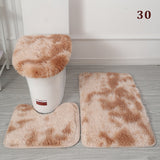 3PCS Flannel Anti Slip Shower Carpets Sets Bathroom Bathmat Set Toilet Rugs