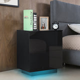 Multifunction RGB LED Nightstands Cabinet Storage Bedside Table Night Table Bedroom