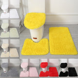 3PCS Flannel Anti Slip Shower Carpets Sets Bathroom Bathmat Set Toilet Rugs