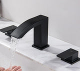 Bathroom Basin Faucet Matte Black  Brushed Golden Color Two Handle Cold and Hot