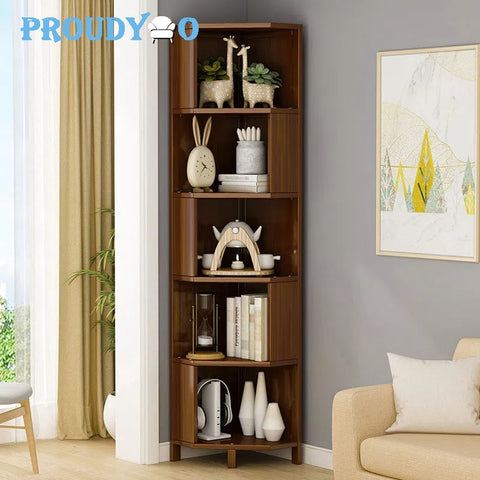 Corner BookShelves Living Room Storage Simple Triangle Cabinet Indoor Bookcase