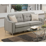 Gray Glossy Polyfber Sofa and Loveseat Furniture Plywood Metal Legs Couch Pillows