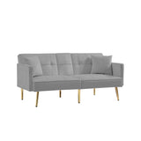 Velvet Futon Sofa Bed with 6 Golden Metal Legs, Sleeper Sofa Couch