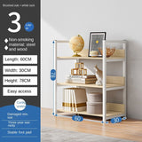 Portable Bookshelf Iron Floor Living Room with Wheels Folding Racks Bedroom Storage