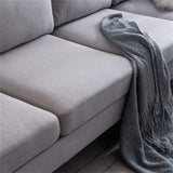 Convertible Sectional Modern Linen Fabric L-Shaped Couch With Chaise Iron Feet