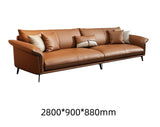 Luxury Italian style leather solid wood sofa leather art simple living room straight row