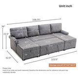 Sectional U-Shaped Sofa with USB Chargers,6-seat Sofa Bed with Double Storage Chaise