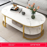 Coffee Table Modern Nordic Luxury Iron White MDF Marble floor Storage Console