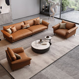 Luxury Italian style leather solid wood sofa leather art simple living room straight row