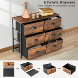 Fabric Drawer Dresser Wide Storage with 6 Drawers Industrial Closet Storage