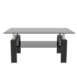 Rectangle Black Glass Coffee Table Side Table End Table Modern Side Center Tables