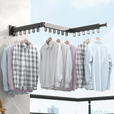 Folding Clothes Hanger Wall Mount Space Saving Aluminum Retractable