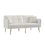 Velvet Futon Sofa Bed with 6 Golden Metal Legs, Sleeper Sofa Couch