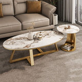 Marble Center Coffee Table Living Room Luxury Set Sofa Metal Side Table Gold Floor