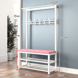 Mobile Coat Rack Shoe Bench Bedroom Metal Hanging Clothes Rack Standing Shoe