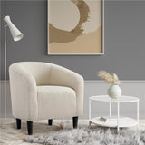 Barrel Accent Chair, Ivory Boucle Soft Foam-padded Seat Lounge Chair for Living Room