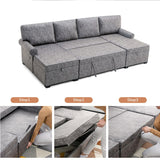 Sectional U-Shaped Sofa with USB Chargers,6-seat Sofa Bed with Double Storage Chaise