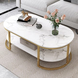 Coffee Table Modern Nordic Luxury Iron White MDF Marble Book Storage Console