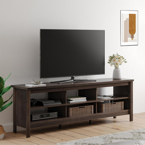 TV Cabinet with 6 Storage, Living Room TV Console Table Entertainment Center