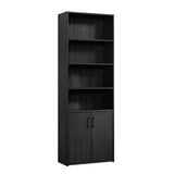 Traditional 5 Shelf Bookcase With Doors, Black