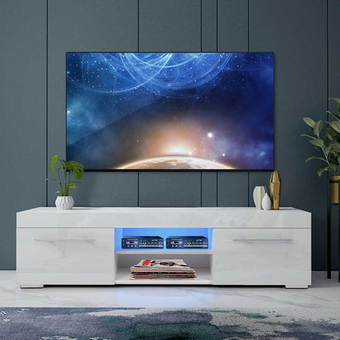 High Gloss Modern TV Unit Bracket with LED Light TV Stands Living Room Furniture