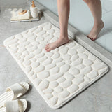 Non-Slip Bathmat Cobblestone Embossed Bathroom Carpet Shower Absorbent