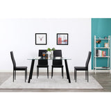 Hot 5 Piece Dining Table Set 4 Chairs Glass Metal Kitchen Room Furniture