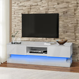 51.18inch Modern TV Stand with LED Lights, High Glossy Front TV Cabinet