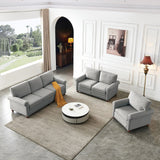 Linen Fabric Upholstery Sofa Sets with Storage,Frame is Made of High-Quality Solid Wood & Metal for Living Room Sofa Furniture