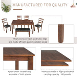 6-Piece Kitchen Simple Wooden Dining Table and Chair with Bench