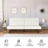 3 In 1 Futon Sofa Bed Smooth PU Leather Convertible Folding Couch Sleeper Lounge