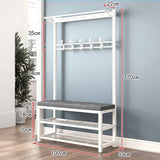 Mobile Coat Rack Shoe Bench Bedroom Metal Hanging Clothes Rack Standing Shoe