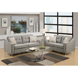 Gray Glossy Polyfber Sofa and Loveseat Furniture Plywood Metal Legs Couch Pillows