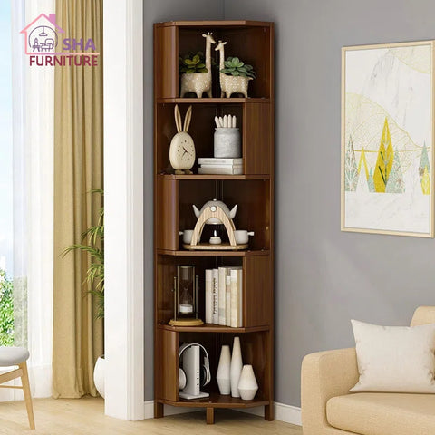 Corner BookShelves Living Room Storage Simple Triangle Cabinet Indoor Bookcase