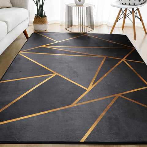 Geometric Carpet for Living Room Velvet Rug Soft Square Fluffy Carpets