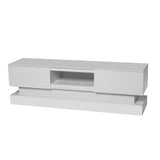 51.18inch Modern TV Stand with LED Lights, High Glossy Front TV Cabinet